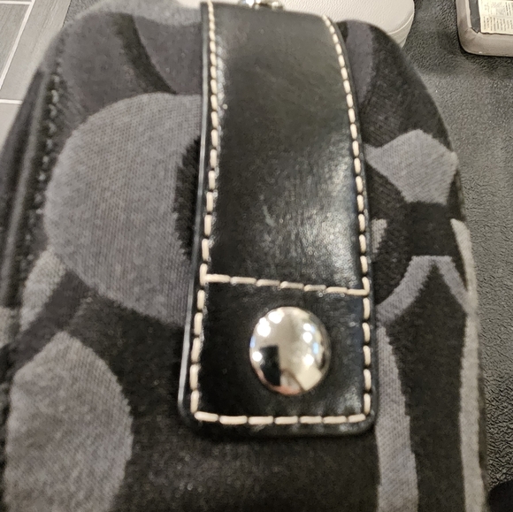 COACH Zoe Signature Black Canvas Hobo Shoulder Bag with Black Leather Trim - Picture 12 of 16